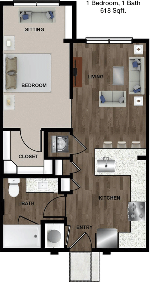 618 sq ft floorplan layout