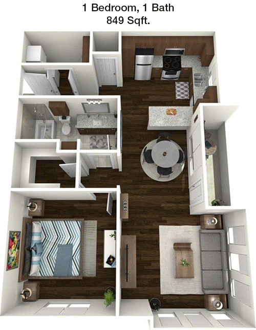 849 sq ft floorplan layout