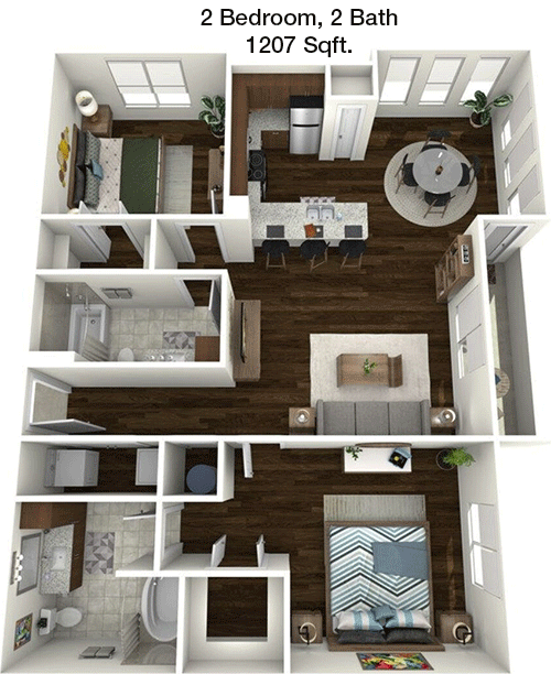 1,207 sq ft floorplan layout