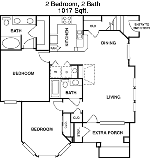 1,017 sq ft floorplan layout