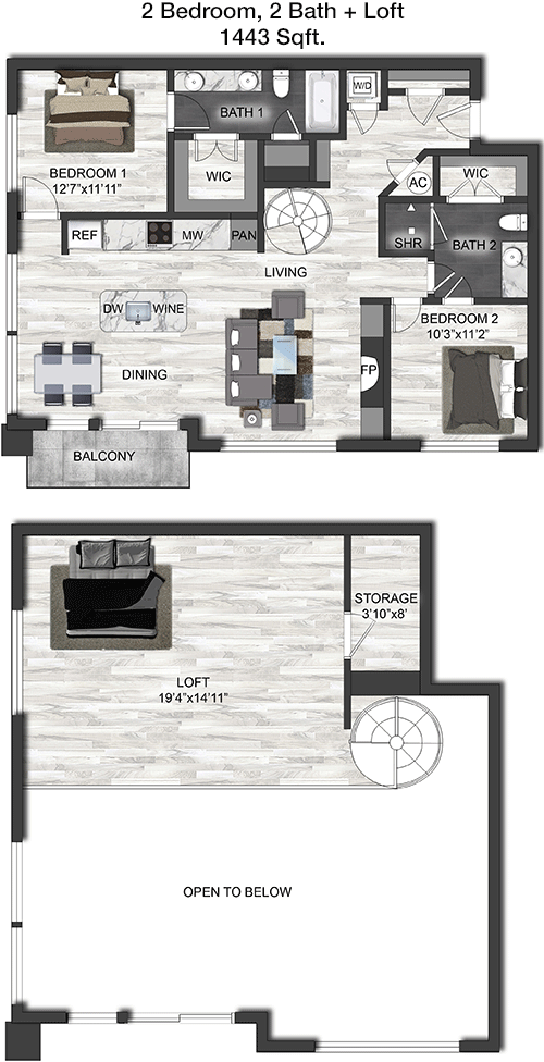 1,443 sq ft floorplan layout