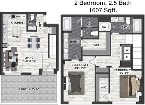 1,607 sq ft floorplan layout