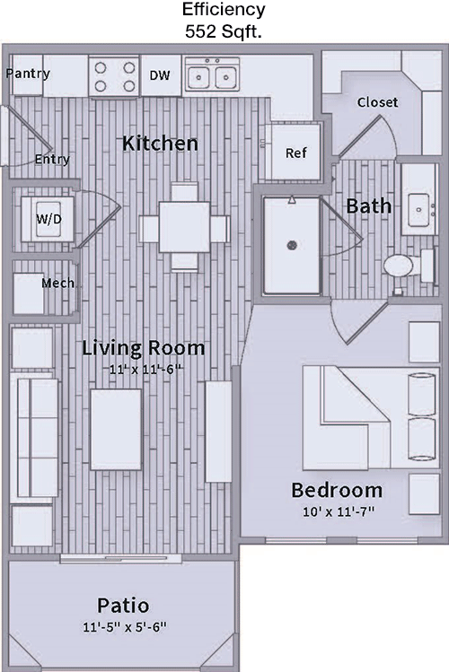 552 sq ft floorplan layout