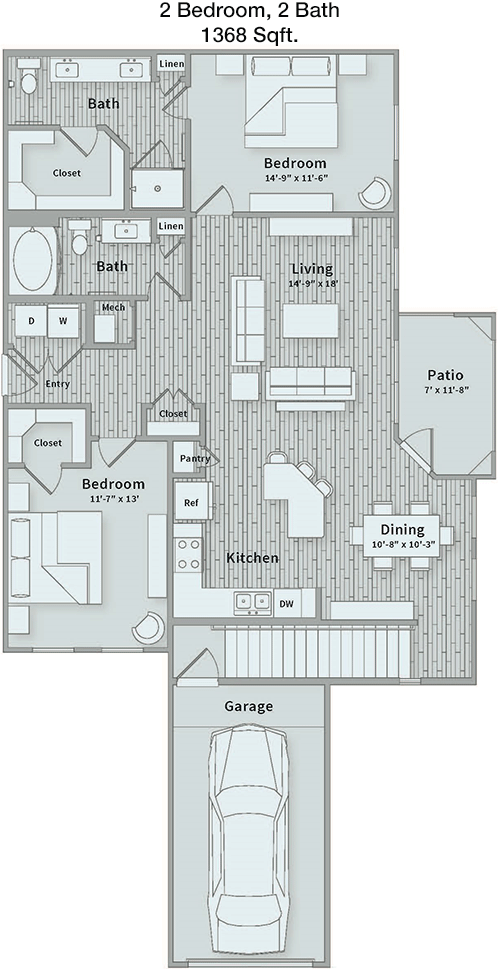 1,368 sq ft floorplan layout