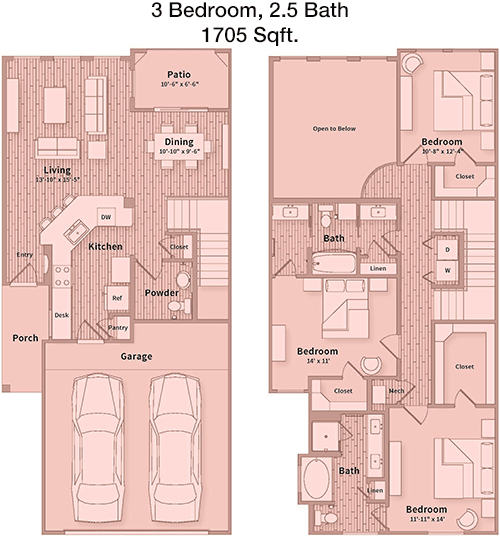 1,705 sq ft floorplan layout