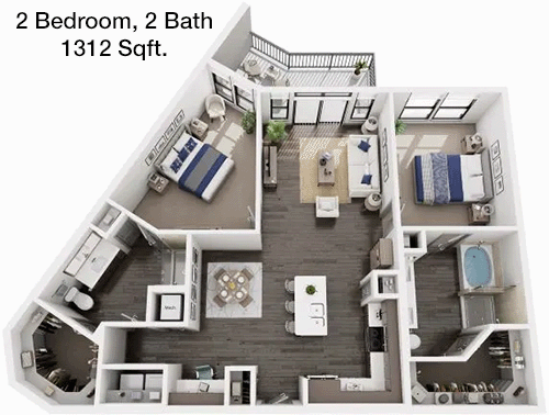 1,312 sq ft floorplan layout