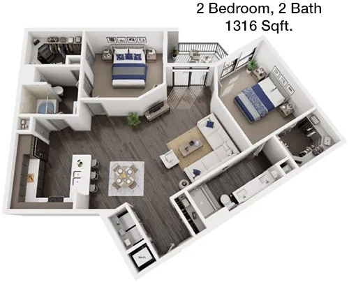 1,316 sq ft floorplan layout