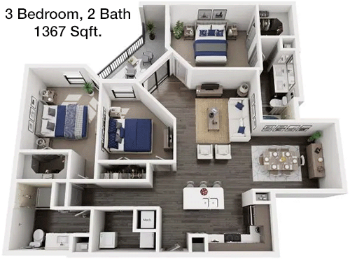 1,367 sq ft floorplan layout