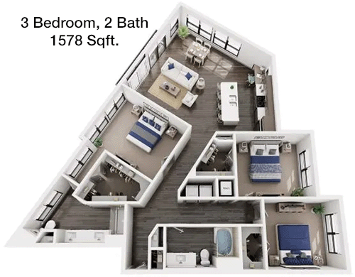 1,578 sq ft floorplan layout