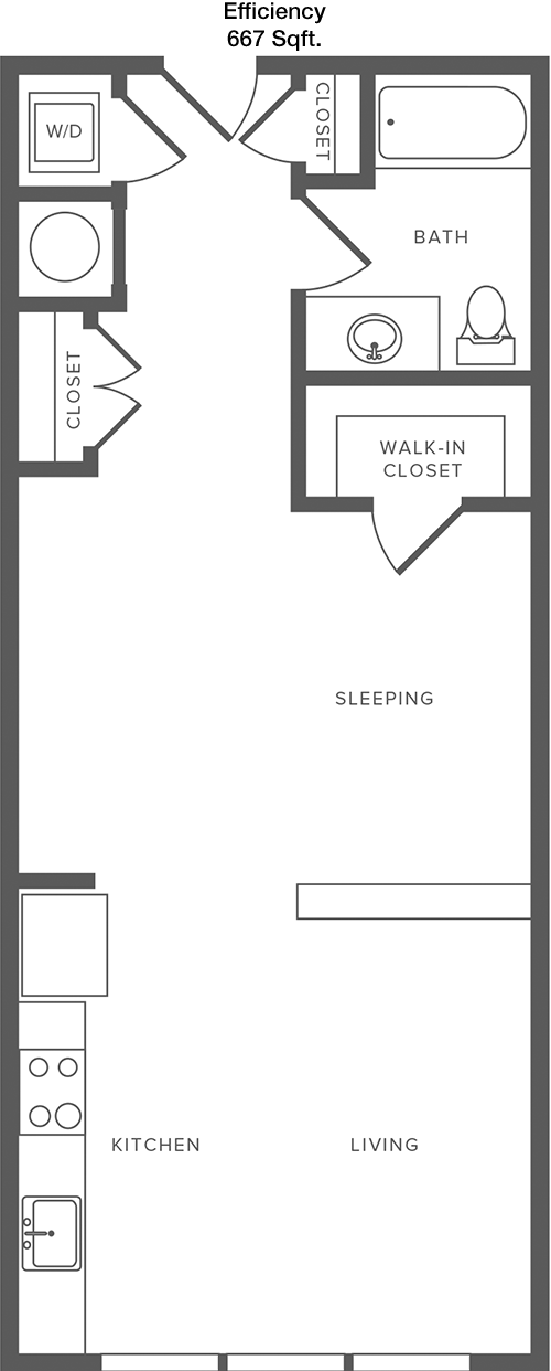 667 sq ft floorplan layout