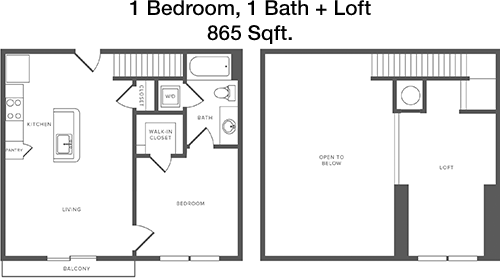865 sq ft floorplan layout