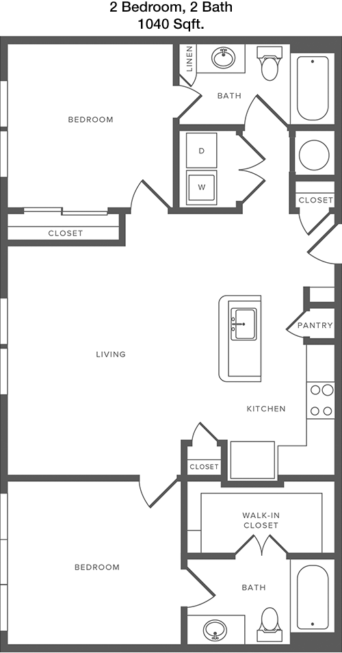 1,040 sq ft floorplan layout