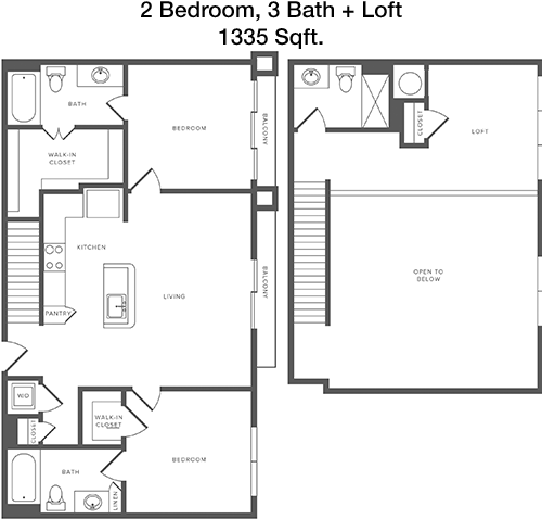 1,335 sq ft floorplan layout
