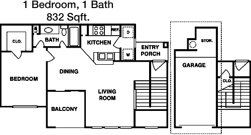 832 sq ft floorplan layout