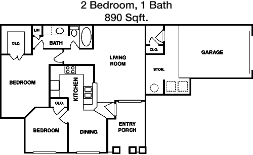 890 sq ft floorplan layout