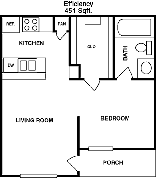 451 sq ft floorplan layout