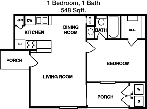 548 sq ft floorplan layout