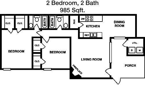 985 sq ft floorplan layout
