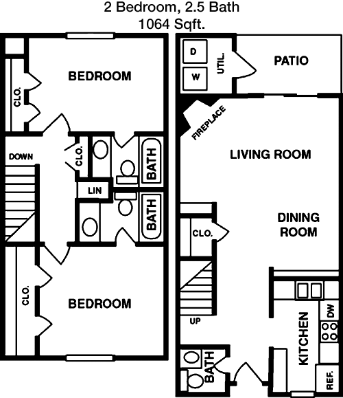 1,064 sq ft floorplan layout