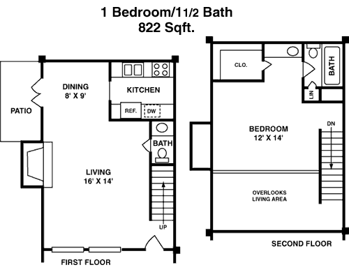 822 sq ft floorplan layout