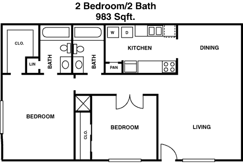 983 sq ft floorplan layout