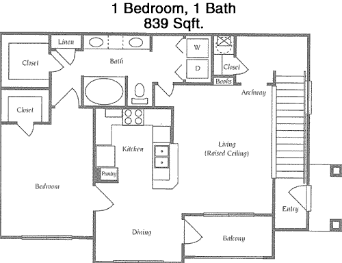 839 sq ft floorplan layout