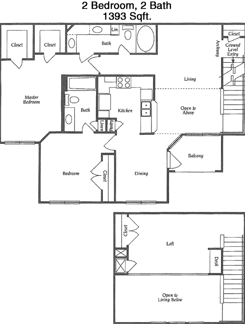 1,393 sq ft floorplan layout