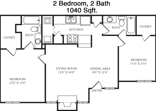 1,040 sq ft floorplan layout