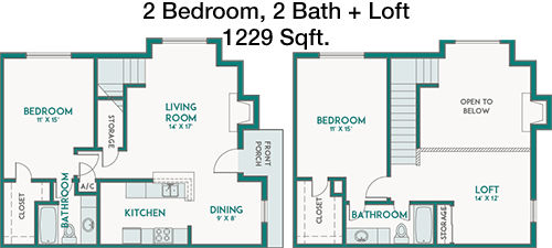 1,229 sq ft floorplan layout