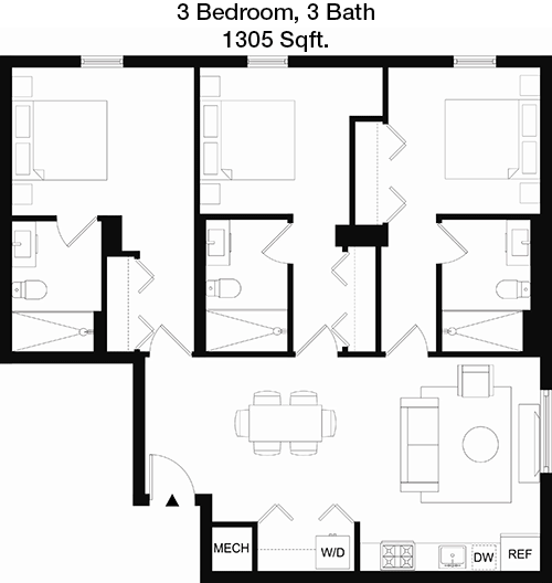 C2 - Furnished floorplan layout