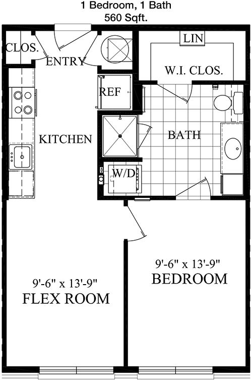 560 sq ft floorplan layout