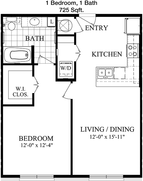 725 sq ft floorplan layout