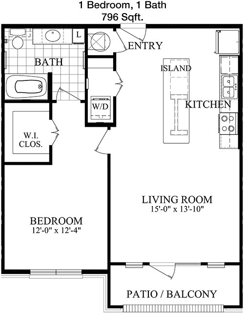 796 sq ft floorplan layout