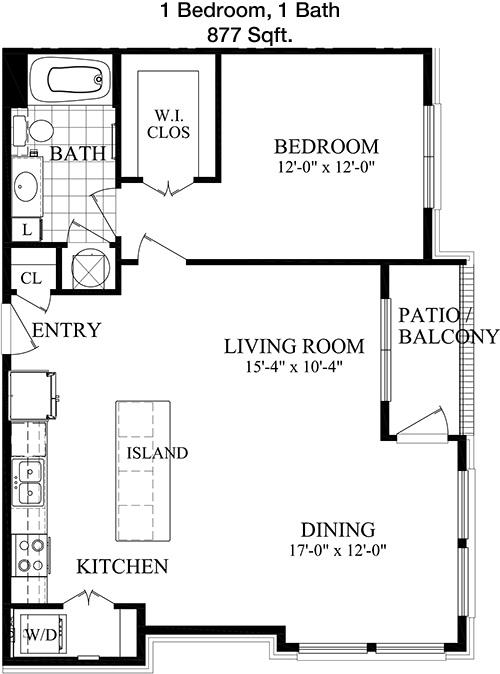 877 sq ft floorplan layout