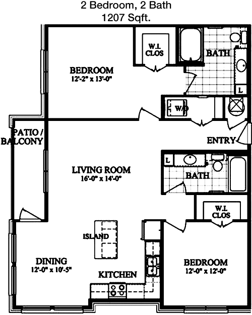 1,207 sq ft floorplan layout