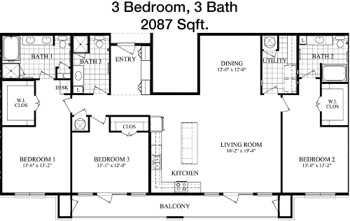 2,087 sq ft floorplan layout