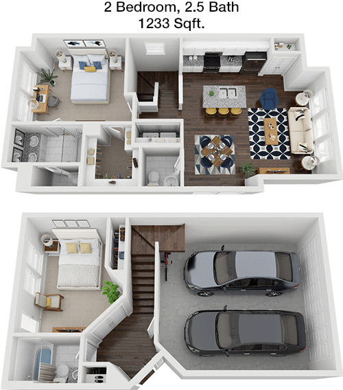 1,233 sq ft floorplan layout