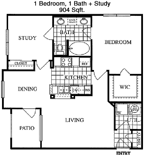 904 sq ft floorplan layout