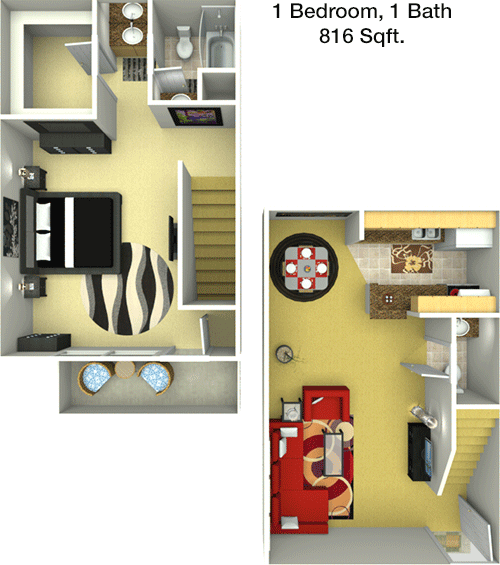816 sq ft floorplan layout