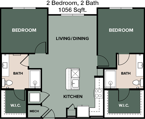 1,056 sq ft floorplan layout