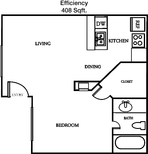408 sq ft floorplan layout