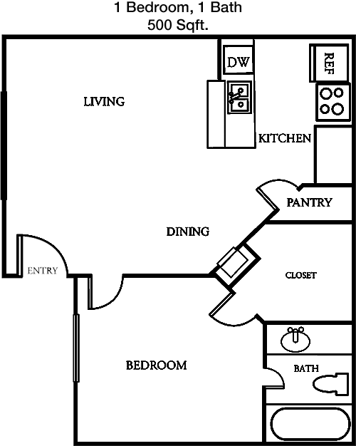 500 sq ft floorplan layout