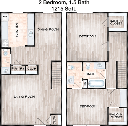 1,215 sq ft floorplan layout