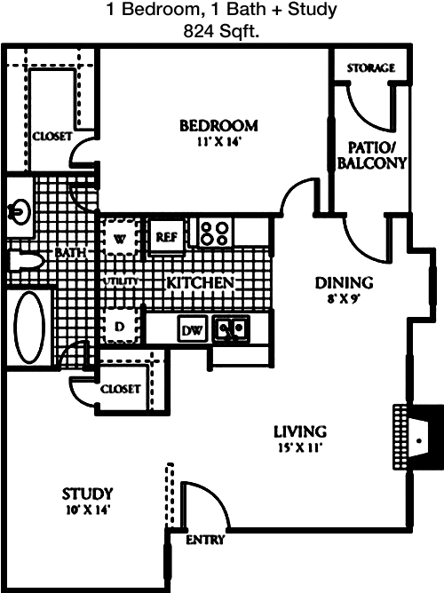 824 sq ft floorplan layout