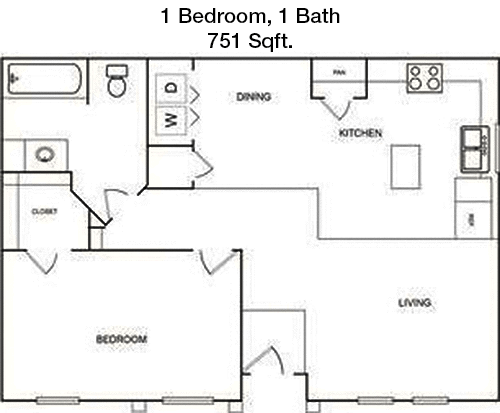 751 sq ft floorplan layout
