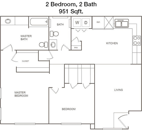 951 sq ft floorplan layout
