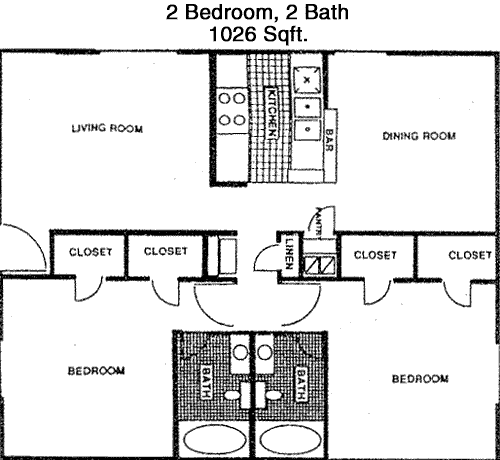 1,026 sq ft floorplan layout