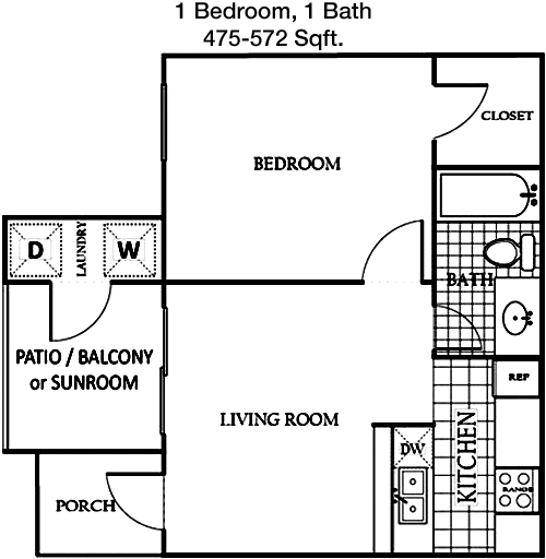 475 sq ft floorplan layout