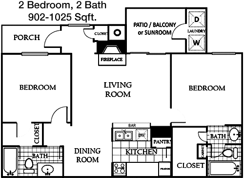 902 sq ft floorplan layout