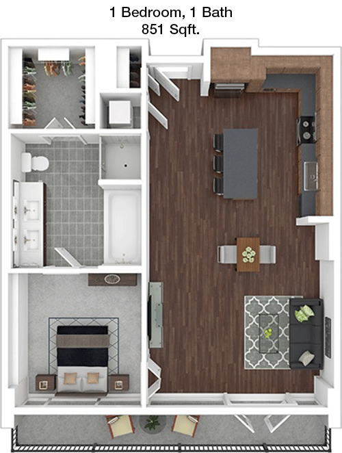 851 sq ft floorplan layout